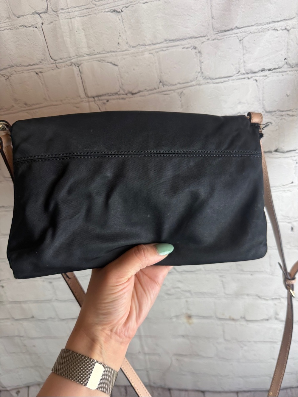 Kate Spade Black Foldover Crossbody Bag Nylon & Leather 9x6 - Picture 11 of 11